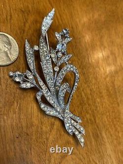 1941 Alfred Philippe Crown Trifari Pave Rhinestone Ribbon Bouquet Brooch 129319