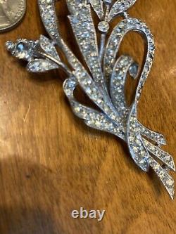 1941 Alfred Philippe Crown Trifari Pave Rhinestone Ribbon Bouquet Brooch 129319