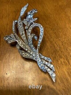 1941 Alfred Philippe Crown Trifari Pave Rhinestone Ribbon Bouquet Brooch 129319