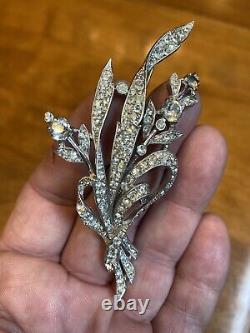 1941 Alfred Philippe Crown Trifari Pave Rhinestone Ribbon Bouquet Brooch 129319