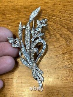 1941 Alfred Philippe Crown Trifari Pave Rhinestone Ribbon Bouquet Brooch 129319