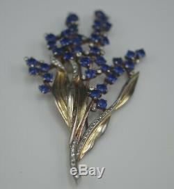 1942 Crown Trifari Faux Sapphires Diamonds Flowers Fur Clip Alfred Philippe 4