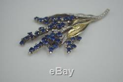 1942 Crown Trifari Faux Sapphires Diamonds Flowers Fur Clip Alfred Philippe 4