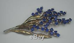 1942 Crown Trifari Faux Sapphires Diamonds Flowers Fur Clip Alfred Philippe 4