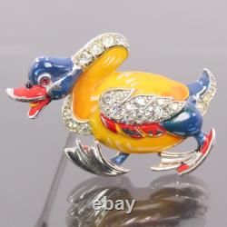 1942 RARE Vintage TRIFARI Alfred Philippe Figural Enamel Walking Duck Brooch