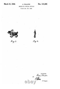 1942 RARE Vintage TRIFARI Alfred Philippe Figural Enamel Walking Duck Brooch