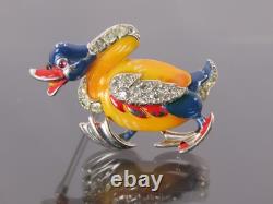 1942 RARE Vintage TRIFARI Alfred Philippe Figural Enamel Walking Duck Brooch
