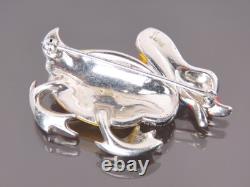 1942 RARE Vintage TRIFARI Alfred Philippe Figural Enamel Walking Duck Brooch