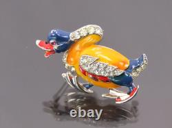1942 RARE Vintage TRIFARI Alfred Philippe Figural Enamel Walking Duck Brooch