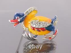 1942 RARE Vintage TRIFARI Alfred Philippe Figural Enamel Walking Duck Brooch