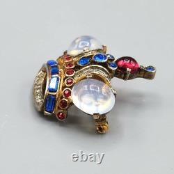 1944 Trifari Alfred Philippe Coronation Queen Crown Moonstone Sterling Brooch