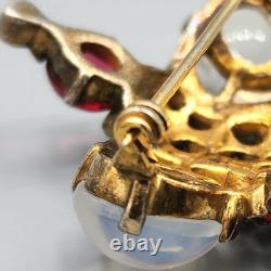 1944 Trifari Alfred Philippe Coronation Queen Crown Moonstone Sterling Brooch