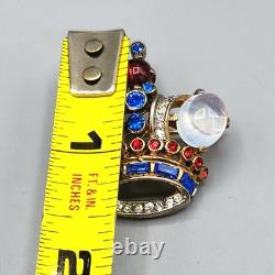 1944 Trifari Alfred Philippe Coronation Queen Crown Moonstone Sterling Brooch