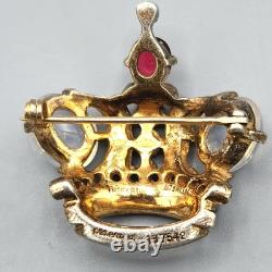 1944 Trifari Alfred Philippe Coronation Queen Crown Moonstone Sterling Brooch