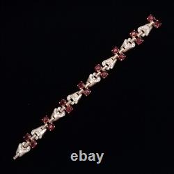 1944 Trifari Sterling Ruby Red Vermeil Alfred Philippe Link Bracelet Silver Gilt