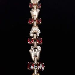 1944 Trifari Sterling Ruby Red Vermeil Alfred Philippe Link Bracelet Silver Gilt