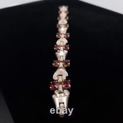 1944 Trifari Sterling Ruby Red Vermeil Alfred Philippe Link Bracelet Silver Gilt