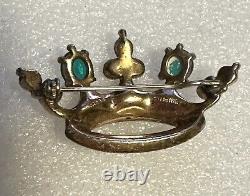 1945 TRIFARI Sterling Royal Crest Crown Coronation Brooch Pin ALFRED PHILIPPE