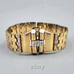 1948 Crown Trifari PARK AVENUE Alfred Philippe Gold Tone Crystal Bracelet 7.25