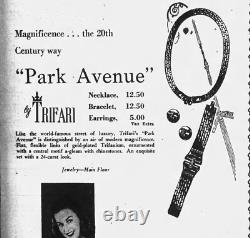 1948 Crown Trifari PARK AVENUE Alfred Philippe Gold Tone Crystal Bracelet 7.25