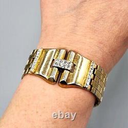 1948 Crown Trifari PARK AVENUE Alfred Philippe Gold Tone Crystal Bracelet 7.25