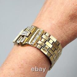 1948 Crown Trifari PARK AVENUE Alfred Philippe Gold Tone Crystal Bracelet 7.25