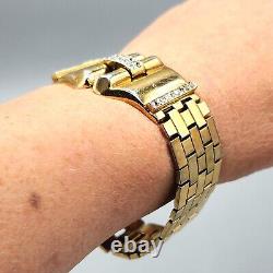 1948 Crown Trifari PARK AVENUE Alfred Philippe Gold Tone Crystal Bracelet 7.25