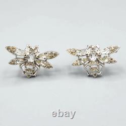 1948 Trifari Alfred Philippe Pair QUEEN BEE Crystal Rhodium Plate Scatter Pins