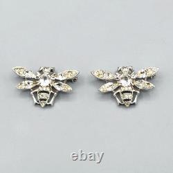 1948 Trifari Alfred Philippe Pair QUEEN BEE Crystal Rhodium Plate Scatter Pins
