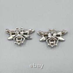 1948 Trifari Alfred Philippe Pair QUEEN BEE Crystal Rhodium Plate Scatter Pins