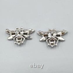 1948 Trifari Alfred Philippe Pair QUEEN BEE Crystal Rhodium Plate Scatter Pins