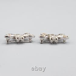1948 Trifari Alfred Philippe Pair QUEEN BEE Crystal Rhodium Plate Scatter Pins