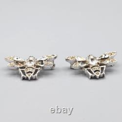 1948 Trifari Alfred Philippe Pair QUEEN BEE Crystal Rhodium Plate Scatter Pins