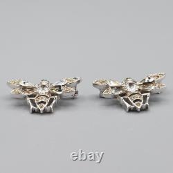 1948 Trifari Alfred Philippe Pair QUEEN BEE Crystal Rhodium Plate Scatter Pins