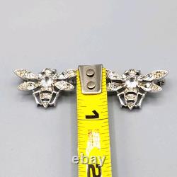 1948 Trifari Alfred Philippe Pair QUEEN BEE Crystal Rhodium Plate Scatter Pins