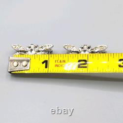 1948 Trifari Alfred Philippe Pair QUEEN BEE Crystal Rhodium Plate Scatter Pins