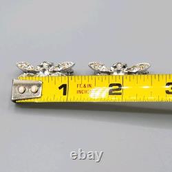 1948 Trifari Alfred Philippe Pair QUEEN BEE Crystal Rhodium Plate Scatter Pins
