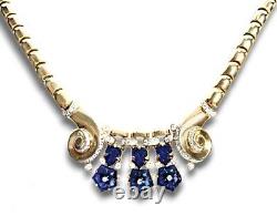 1949 Trifari Alfred Philippe Dewdrops Cobalt Blue Fruit Salad & Flowers Necklace