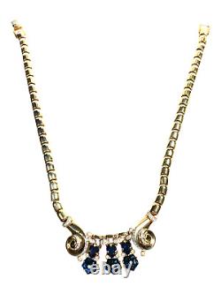 1949 Trifari Alfred Philippe Dewdrops Cobalt Blue Fruit Salad & Flowers Necklace