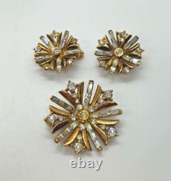 1949 Vintage Crown Trifari Alfred Philippe Snowflake Pin & Earrings Pat. Pend