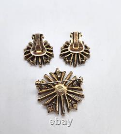 1949 Vintage Crown Trifari Alfred Philippe Snowflake Pin & Earrings Pat. Pend