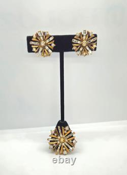1949 Vintage Crown Trifari Alfred Philippe Snowflake Pin & Earrings Pat. Pend