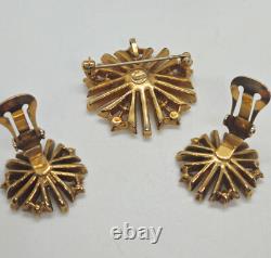 1949 Vintage Crown Trifari Alfred Philippe Snowflake Pin & Earrings Pat. Pend