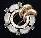 1950 CROWN TRIFARI ALFRED PHILIPPE Clair De Lune Moonstone Rhinestone Brooch Fur