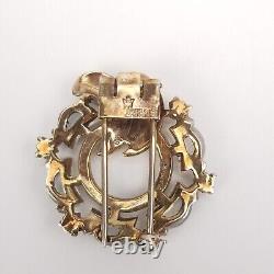 1950 CROWN TRIFARI ALFRED PHILIPPE Clair De Lune Moonstone Rhinestone Brooch Fur