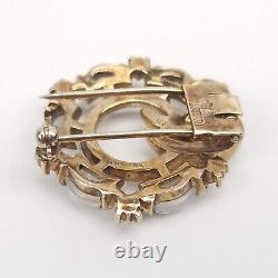 1950 CROWN TRIFARI ALFRED PHILIPPE Clair De Lune Moonstone Rhinestone Brooch Fur