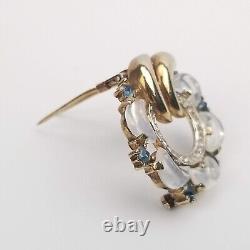 1950 CROWN TRIFARI ALFRED PHILIPPE Clair De Lune Moonstone Rhinestone Brooch Fur