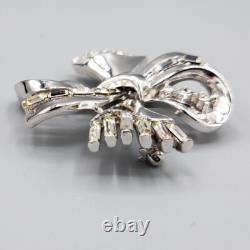 1950 Crown Trifari Alfred Philippe Abstract Ribbon Bow Crystal Brooch Earrings