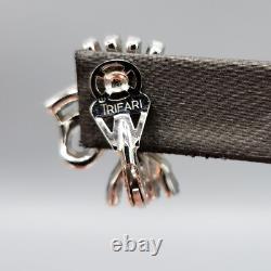 1950 Crown Trifari Alfred Philippe Abstract Ribbon Bow Crystal Brooch Earrings