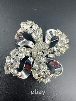 1950 Philippe Crown Trifari Jeweled Crystal Rhinestone Symphony Bow-knot Brooch